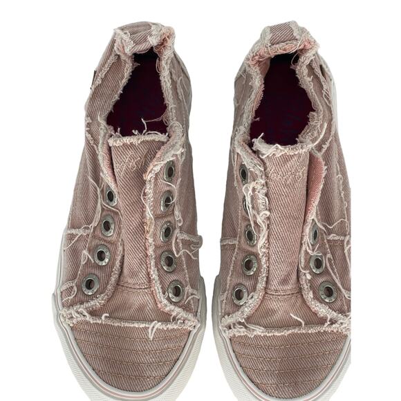 Blowfish Tan Canvas Distressed Slip-On Low-Top Flat Sneakers Women's - Picture 3 of 8